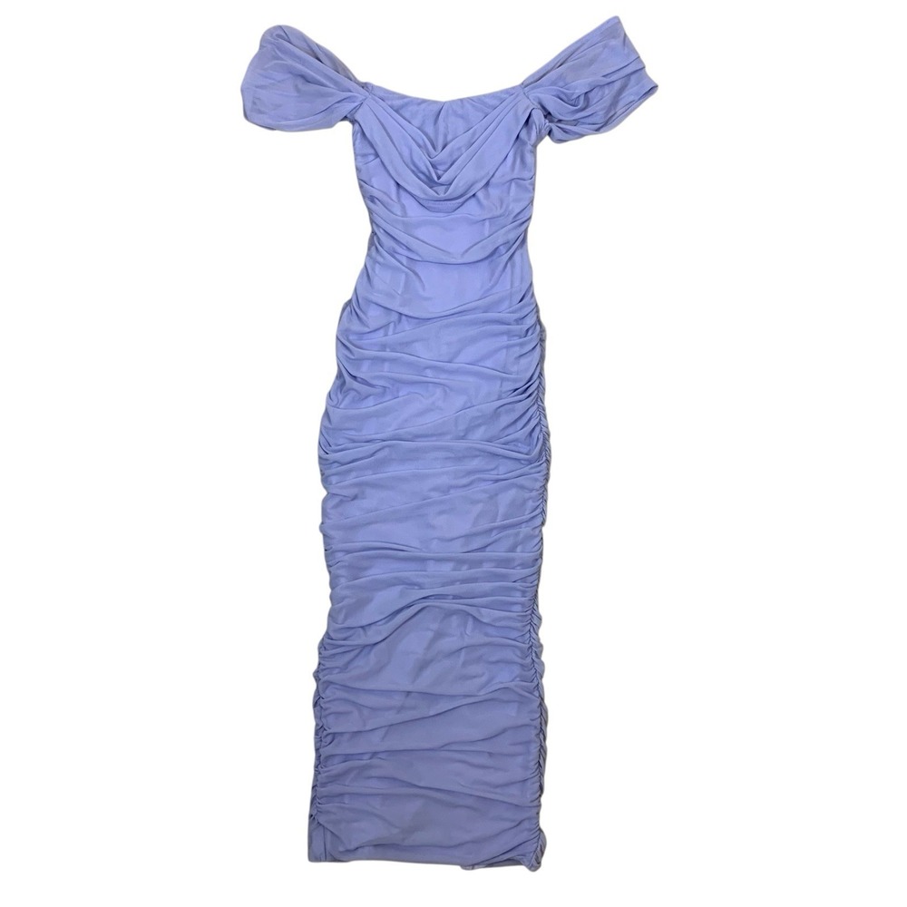 Ruby Sees Off Shoulder Ruched Bodycon Maxi Dress 8‎ Lilac Formal Party
